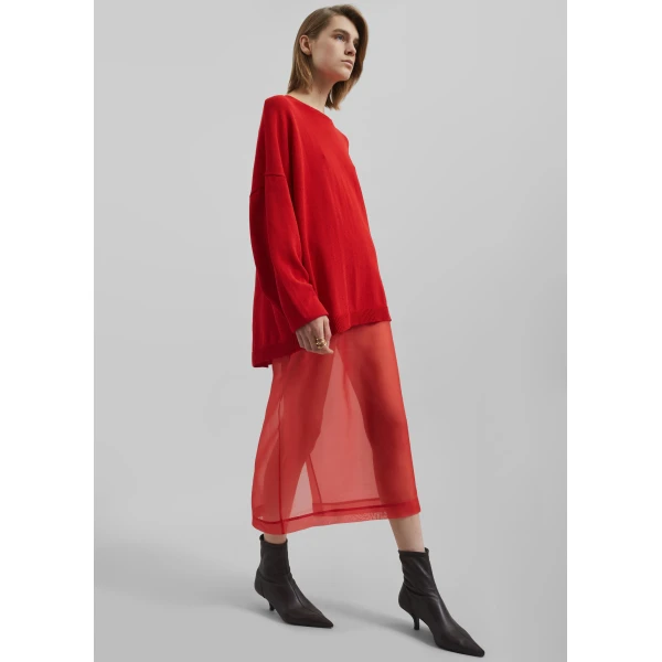 The Frankie Shop Peri Sheer Midi Skirt – Red, view 8