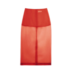 The Frankie Shop Peri Sheer Midi Skirt - Red - Oversized Minimalist Skirts in Red - Shop at Coveti