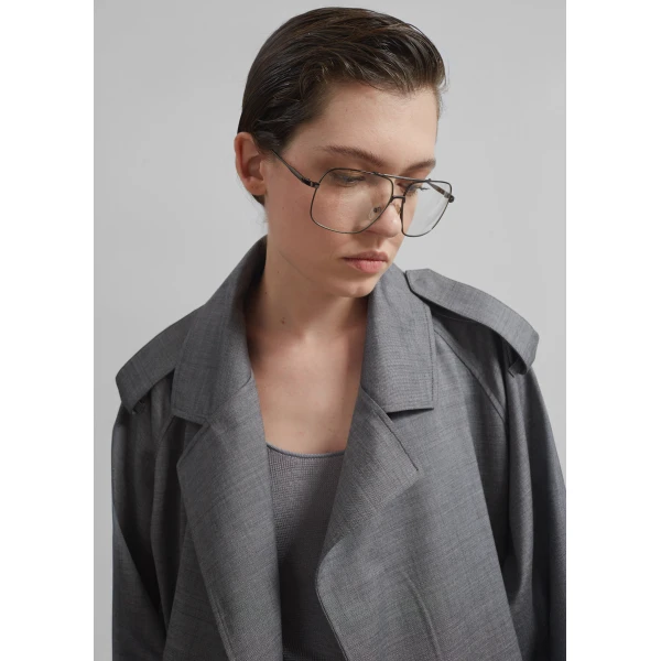 The Frankie Shop Simona Short Trench – Grey Melange, view 5