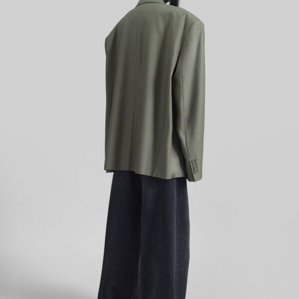 The Frankie Shop Valter Oversized Blazer - Pale Olive - Oversized Minimalist Jackets in Green - Shop at Coveti