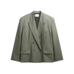 The Frankie Shop Valter Oversized Blazer - Pale Olive - Oversized Minimalist Jackets in Green - Shop at Coveti