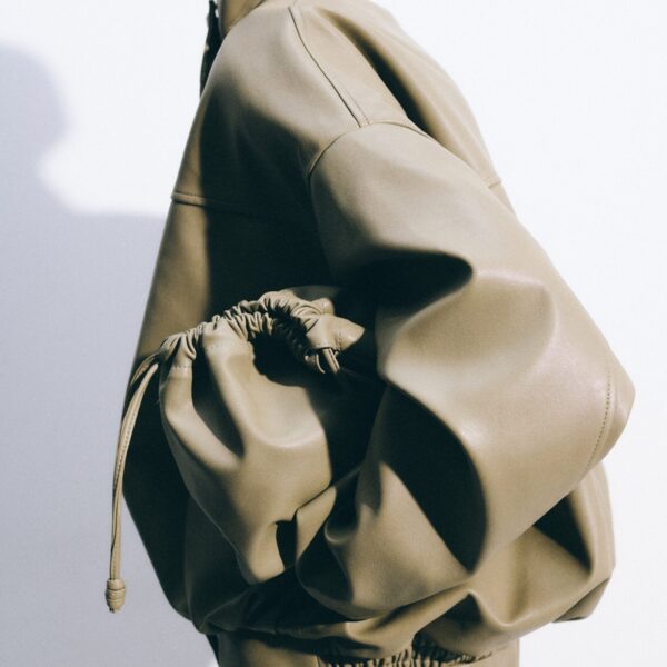 The Frankie Shop Veren Faux Leather Bomber Jacket - Sage - Oversized Minimalist Jackets in Green - Shop at Coveti