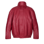 The Frankie Shop Zion Bomber Jacket - Red - Oversized Minimalist Jackets in Red - Shop at Coveti