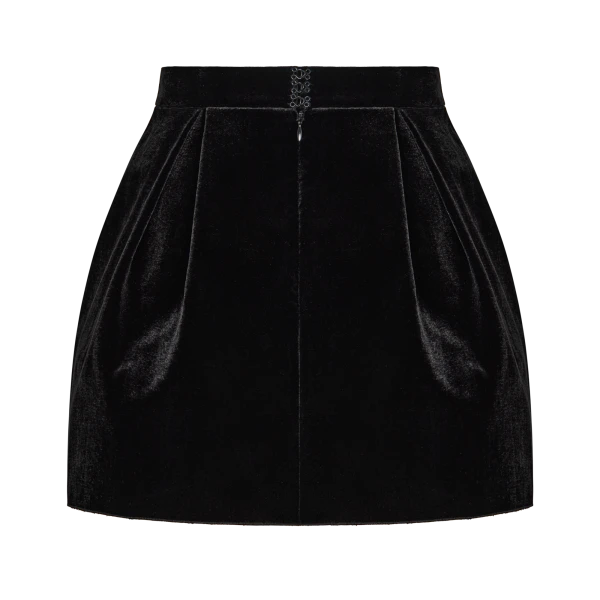 Ulyana Sergeenko A-line skort in soft velvet - Ulyana Sergeenko Corset Dress - Russian Couture - Shop at Coveti