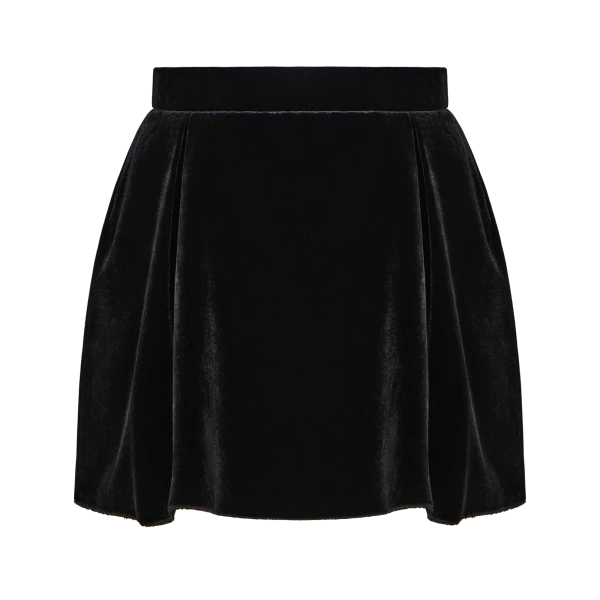 Ulyana Sergeenko A-line skort in soft velvet - Ulyana Sergeenko Corset Dress - Russian Couture - Shop at Coveti