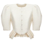 Ulyana Sergeenko Bouclé jacket with basque - Ulyana Sergeenko Corset Dress - Russian Couture - Shop at Coveti