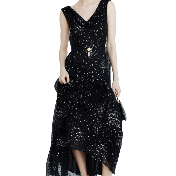 Ulyana Sergeenko Chiffon midi dress with sparkling lurex - Ulyana Sergeenko Corset Dress - Russian Couture - Shop at Coveti