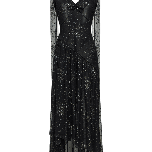 Ulyana Sergeenko Chiffon midi dress with sparkling lurex - Ulyana Sergeenko Corset Dress - Russian Couture - Shop at Coveti