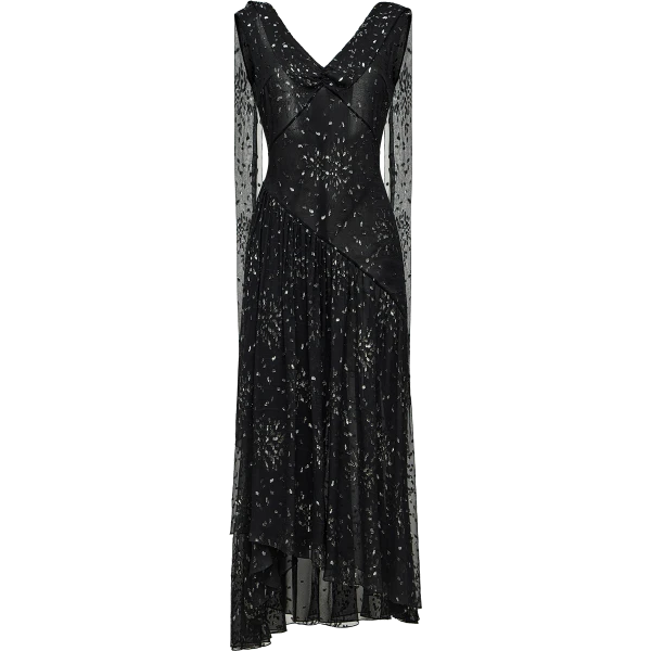 Ulyana Sergeenko Chiffon midi dress with sparkling lurex - Ulyana Sergeenko Corset Dress - Russian Couture - Shop at Coveti