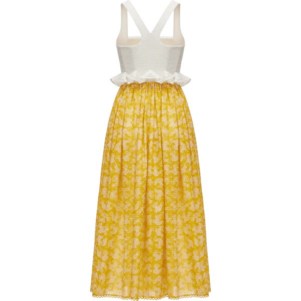 Ulyana Sergeenko Cotton and linen dress with a signature animal print - Ulyana Sergeenko Corset Dress - Russian Couture - Shop at Coveti