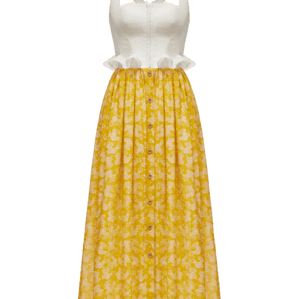 Ulyana Sergeenko Cotton and linen dress with a signature animal print - Ulyana Sergeenko Corset Dress - Russian Couture - Shop at Coveti