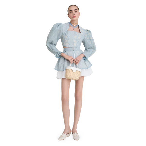 Ulyana Sergeenko Cotton blouse with a signature floral and animal prints, view 2