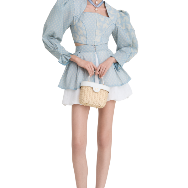 Ulyana Sergeenko Cotton blouse with a signature floral and animal prints - Ulyana Sergeenko Corset Dress - Russian Couture - Shop at Coveti