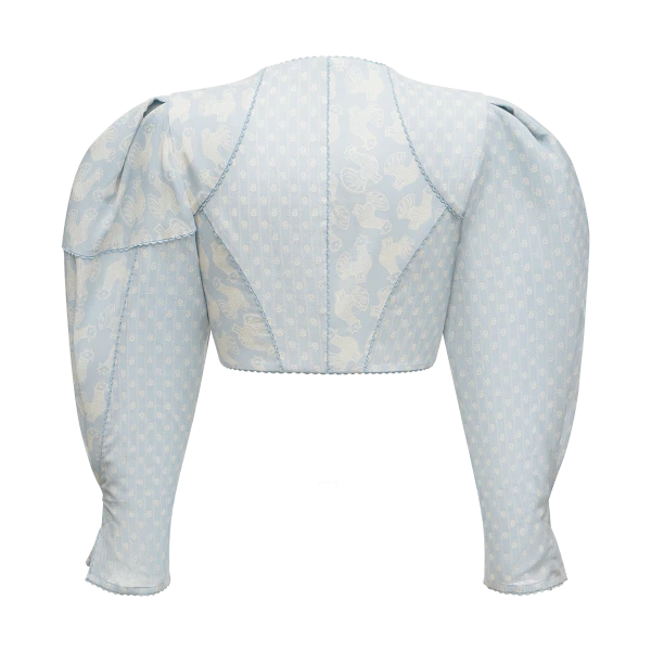 Ulyana Sergeenko Cotton blouse with a signature floral and animal prints - Ulyana Sergeenko Corset Dress - Russian Couture - Shop at Coveti