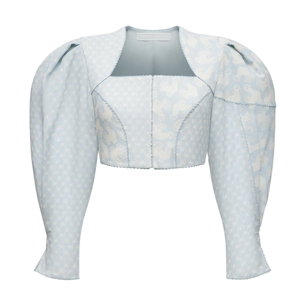 Ulyana Sergeenko Cotton blouse with a signature floral and animal prints - Ulyana Sergeenko Corset Dress - Russian Couture - Shop at Coveti