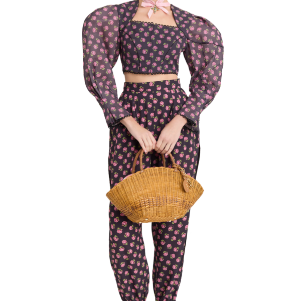 Ulyana Sergeenko Cotton blouse with a signature floral print - Ulyana Sergeenko Corset Dress - Russian Couture - Shop at Coveti