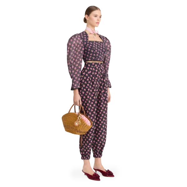 Ulyana Sergeenko Cotton blouse with a signature floral print, view 3