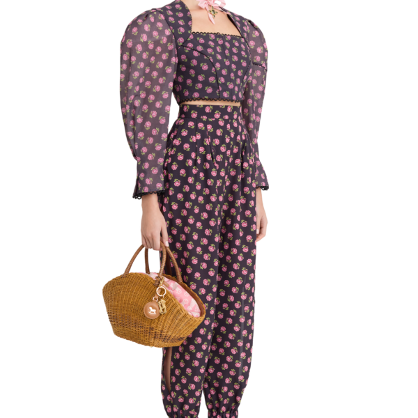 Ulyana Sergeenko Cotton blouse with a signature floral print - Ulyana Sergeenko Corset Dress - Russian Couture - Shop at Coveti