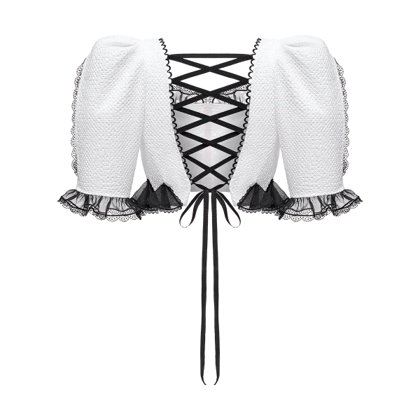 Ulyana Sergeenko Cotton blouse with organza trim - Ulyana Sergeenko Corset Dress - Russian Couture - Shop at Coveti