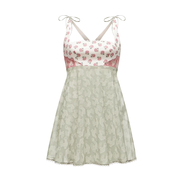 Ulyana Sergeenko Cotton dress in signature floral and animal prints - Ulyana Sergeenko Corset Dress - Russian Couture - Shop at Coveti