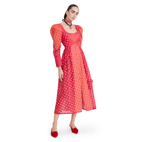 Ulyana Sergeenko Cotton dress in signature floral print, view 2