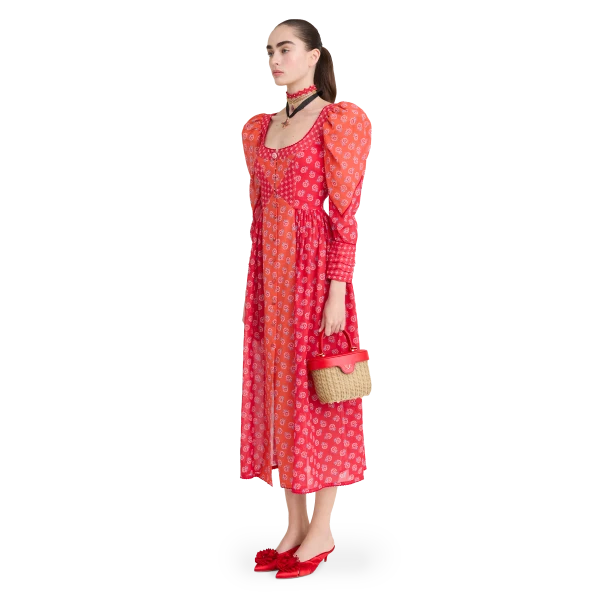 Ulyana Sergeenko Cotton dress in signature floral print, view 3