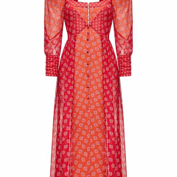 Ulyana Sergeenko Cotton dress in signature floral print - Ulyana Sergeenko Corset Dress - Russian Couture - Shop at Coveti