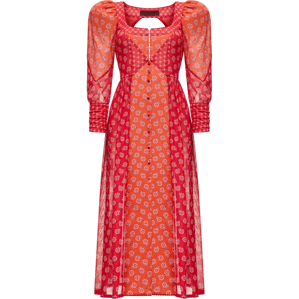 Ulyana Sergeenko Cotton dress in signature floral print - Ulyana Sergeenko Corset Dress - Russian Couture - Shop at Coveti