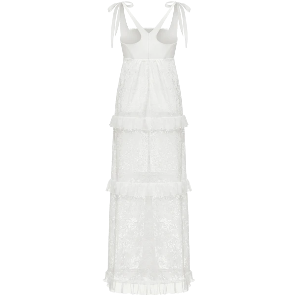 Ulyana Sergeenko Full-length dress with signature floral lace and silk base - Ulyana Sergeenko Corset Dress - Russian Couture - Shop at Coveti