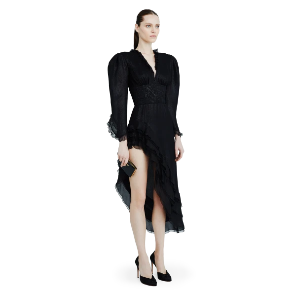 Ulyana Sergeenko Georgette midi dress with flounces, view 3