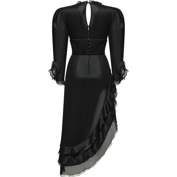 Ulyana Sergeenko Georgette midi dress with flounces - Ulyana Sergeenko Corset Dress - Russian Couture - Shop at Coveti