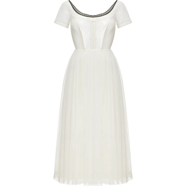 Ulyana Sergeenko Lace dress with an apron - Ulyana Sergeenko Corset Dress - Russian Couture - Shop at Coveti