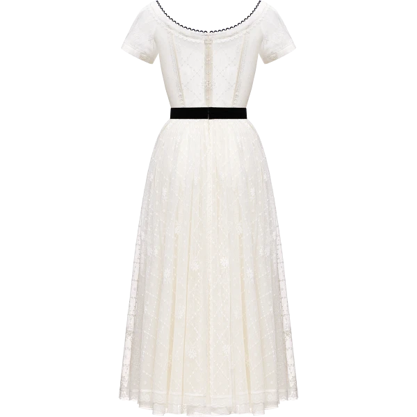 Ulyana Sergeenko Lace dress with an apron - Ulyana Sergeenko Corset Dress - Russian Couture - Shop at Coveti
