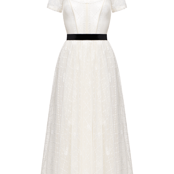 Ulyana Sergeenko Lace dress with an apron - Ulyana Sergeenko Corset Dress - Russian Couture - Shop at Coveti