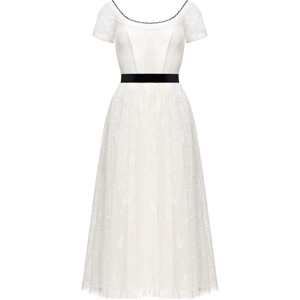 Ulyana Sergeenko Lace dress with an apron - Ulyana Sergeenko Corset Dress - Russian Couture - Shop at Coveti