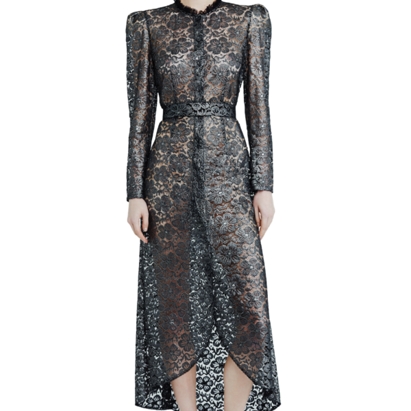 Ulyana Sergeenko Lace midi dress with floral patterns - Ulyana Sergeenko Corset Dress - Russian Couture - Shop at Coveti