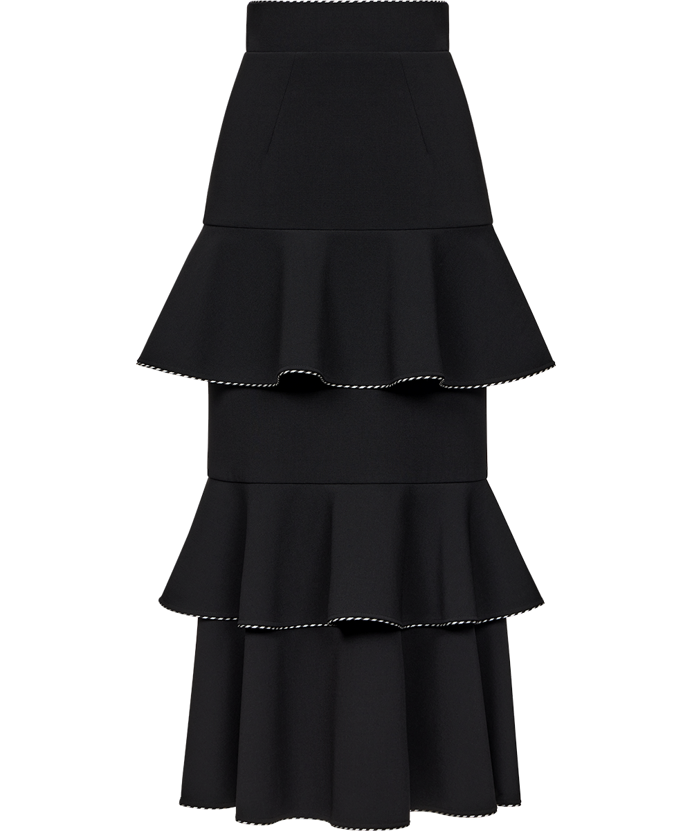 Ulyana Sergeenko Midi skirt with ruffles made of wool