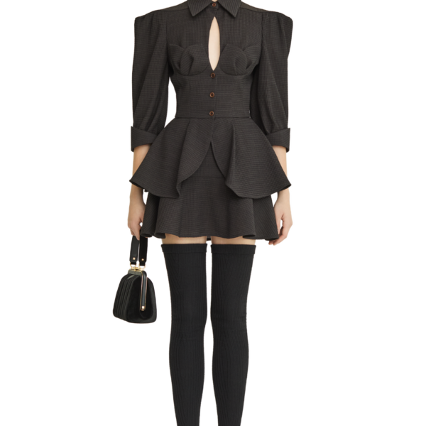Ulyana Sergeenko Mini skirt made of wool - Ulyana Sergeenko Corset Dress - Russian Couture - Shop at Coveti