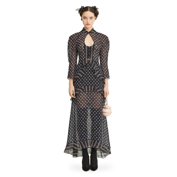 Ulyana Sergeenko Silk blouse with a signature print, view 2