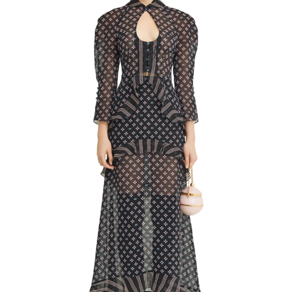 Ulyana Sergeenko Silk blouse with a signature print - Ulyana Sergeenko Corset Dress - Russian Couture - Shop at Coveti