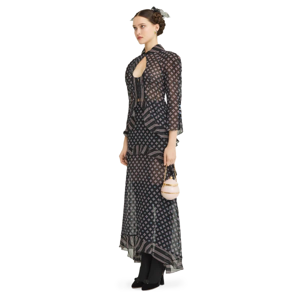 Ulyana Sergeenko Silk blouse with a signature print, view 3