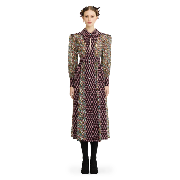 Ulyana Sergeenko Silk chiffon and georgette dress with a signature print, view 2
