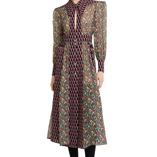 Ulyana Sergeenko Silk chiffon and georgette dress with a signature print - Ulyana Sergeenko Corset Dress - Russian Couture - Shop at Coveti