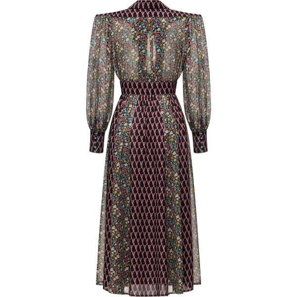 Ulyana Sergeenko Silk chiffon and georgette dress with a signature print - Ulyana Sergeenko Corset Dress - Russian Couture - Shop at Coveti