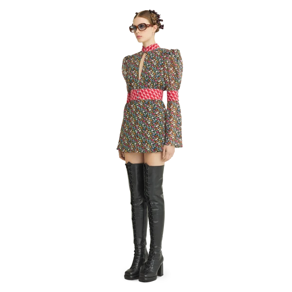 Ulyana Sergeenko Silk chiffon dress with a signature print, view 2