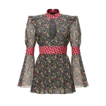 Ulyana Sergeenko Silk chiffon dress with a signature print - Ulyana Sergeenko Corset Dress - Russian Couture - Shop at Coveti