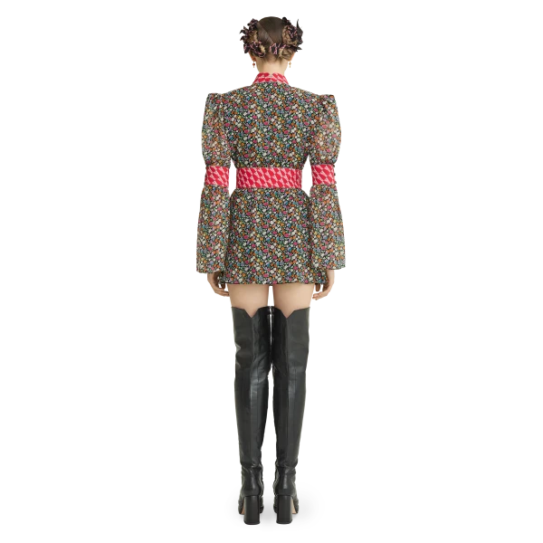 Ulyana Sergeenko Silk chiffon dress with a signature print, view 3