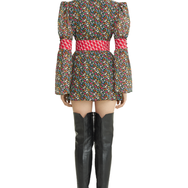 Ulyana Sergeenko Silk chiffon dress with a signature print - Ulyana Sergeenko Corset Dress - Russian Couture - Shop at Coveti