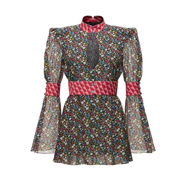 Silk chiffon dress with a signature print