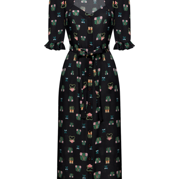 Ulyana Sergeenko Silk dress with a signature print - Ulyana Sergeenko Corset Dress - Russian Couture - Shop at Coveti